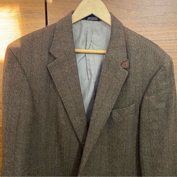OSCAR DE LA RENTA - BROWN BLAZER - ELBOW PATCHES - Picture 6 of 15